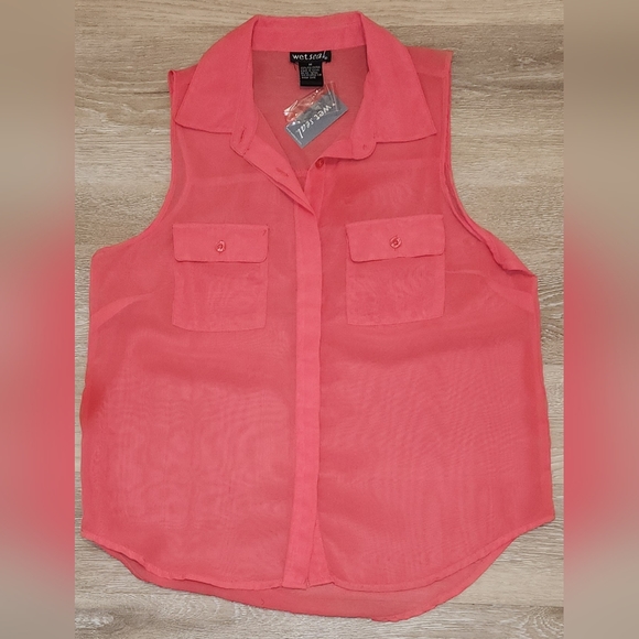Vintage Wet Seal button up tank top - Picture 1 of 3